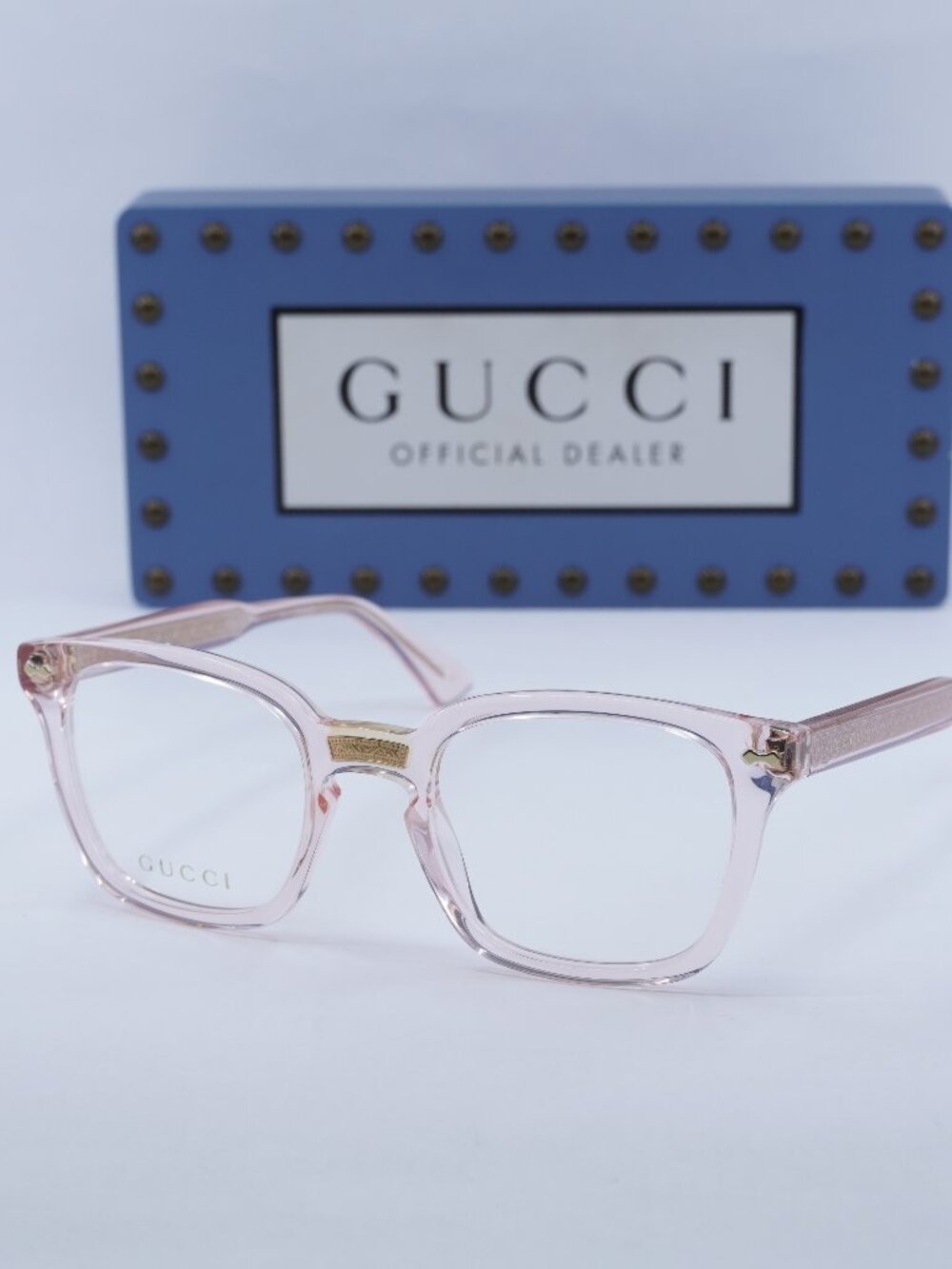 Gucci GG0184O 013 Square Eyeglasses - Transparent Pink 50mm